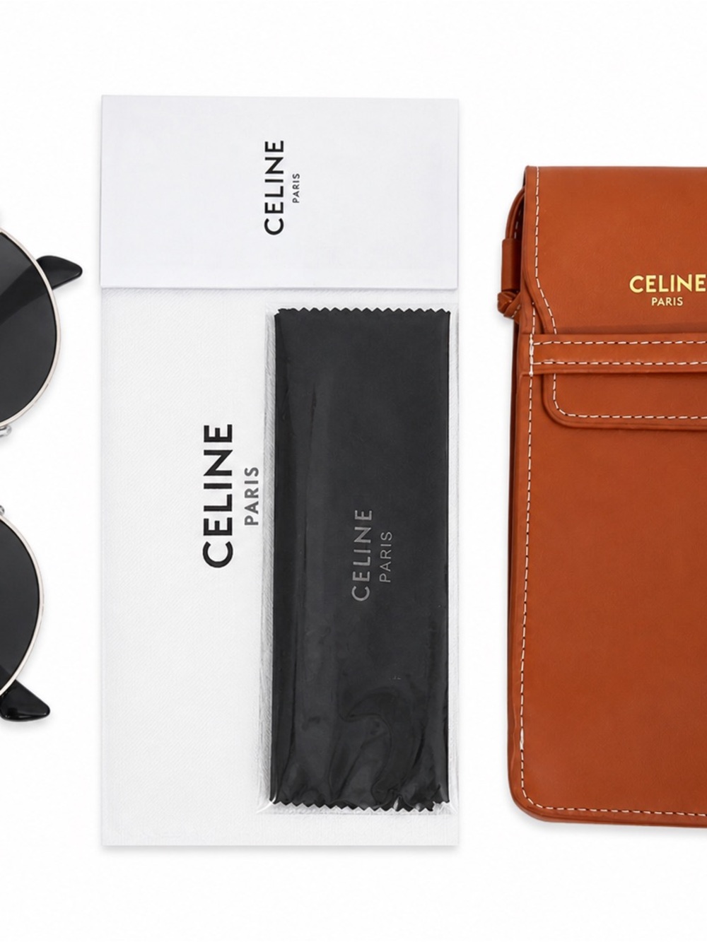 Celine Triomphe Oval Sunglasses Silver w/ Case & Dust Bag Black Lens - Picture 8 of 11
